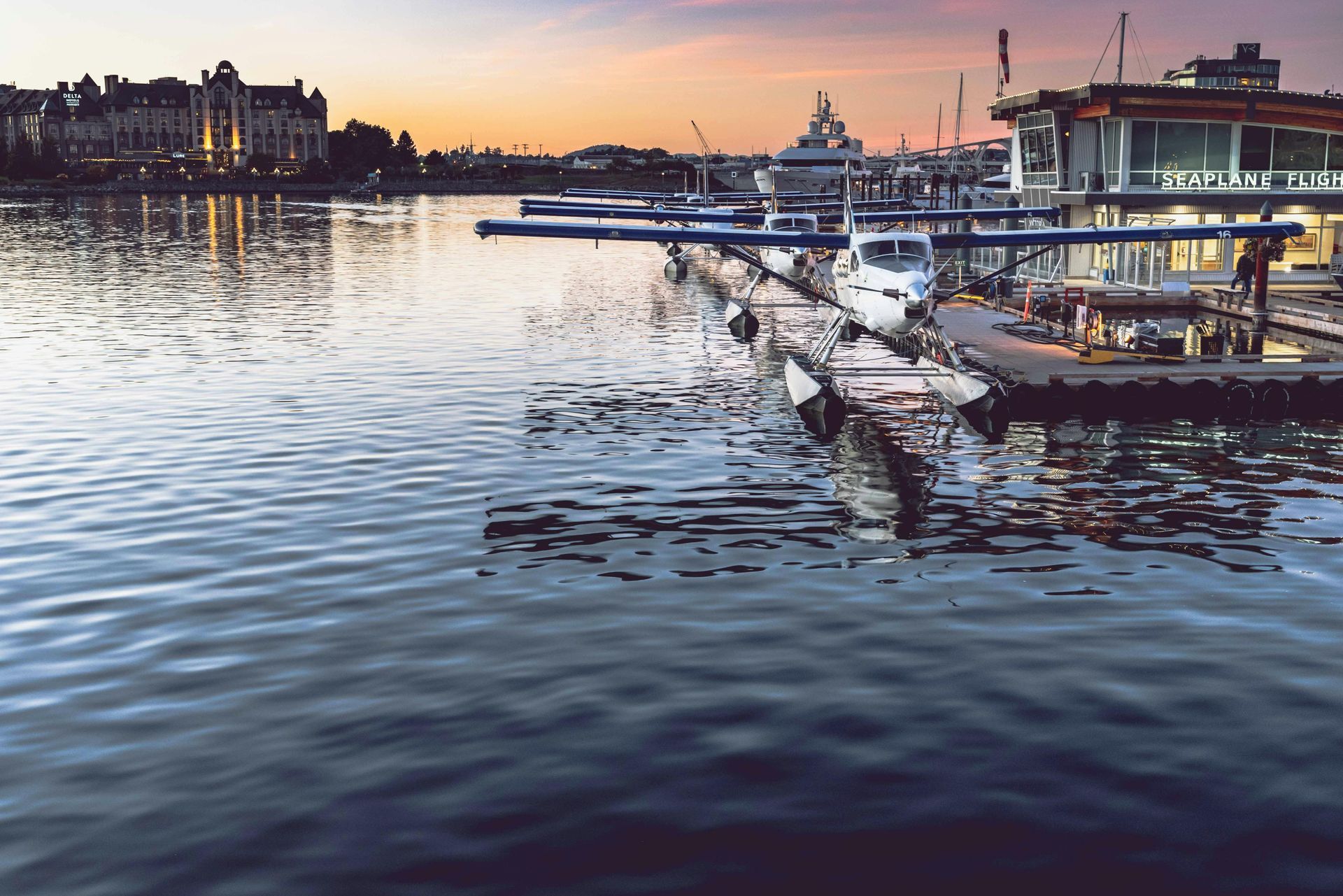 A large body of water with boats docked in it