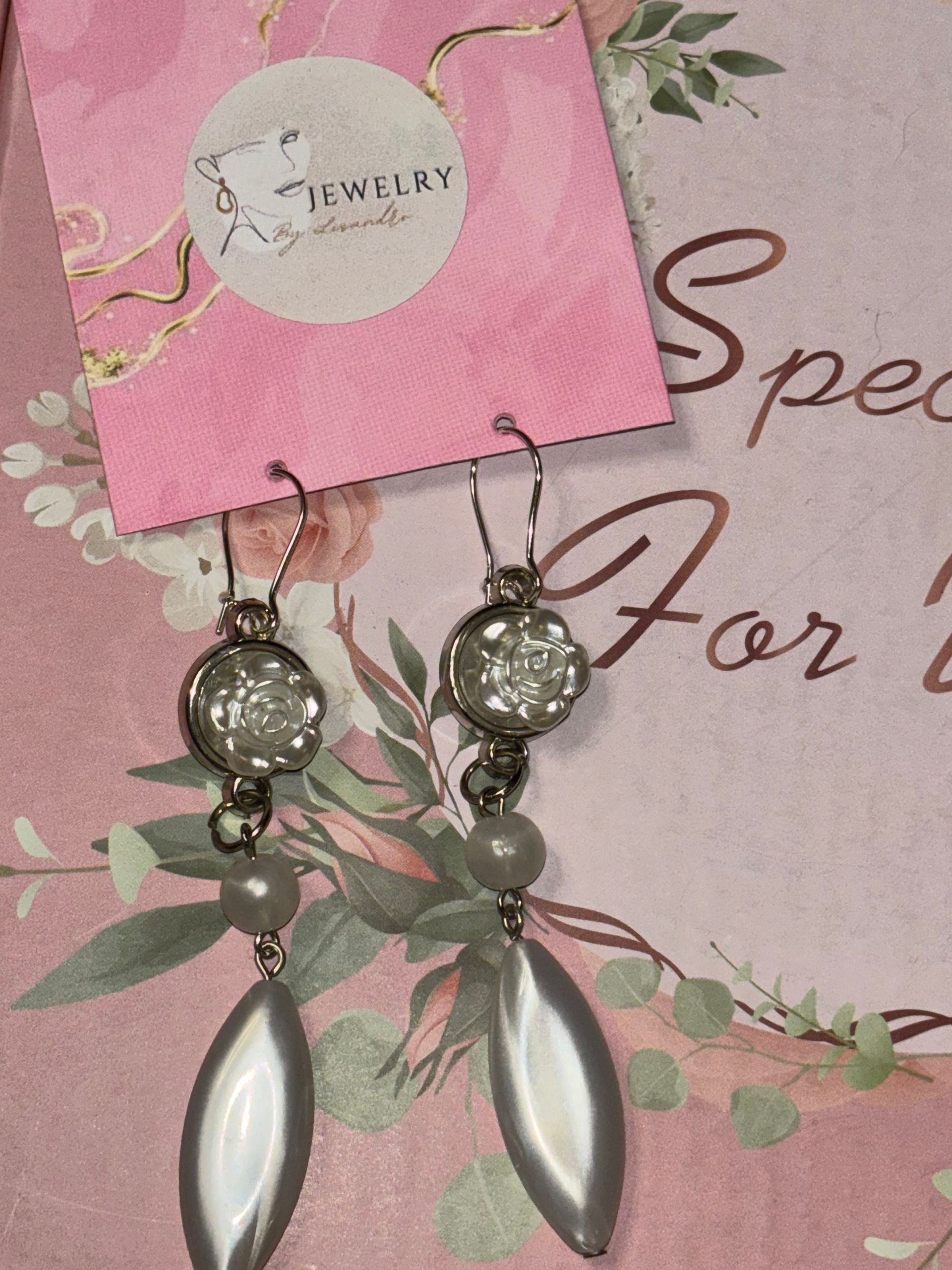 Oorbellen Roos zilver en grijs