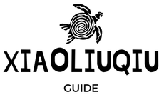 A black and white logo for a guide with a turtle on it.