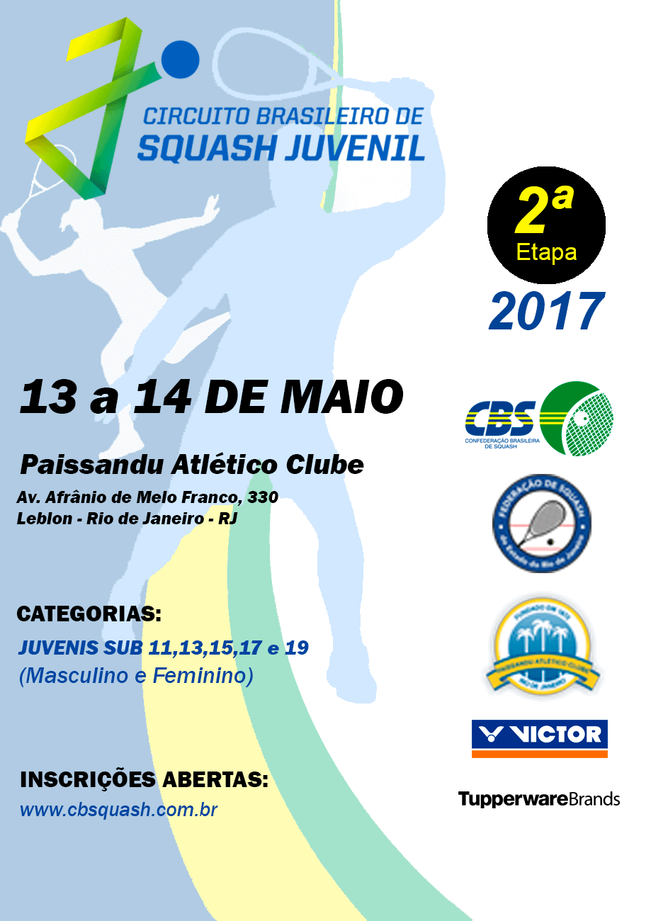 Um cartaz para um torneio de squash em 2017