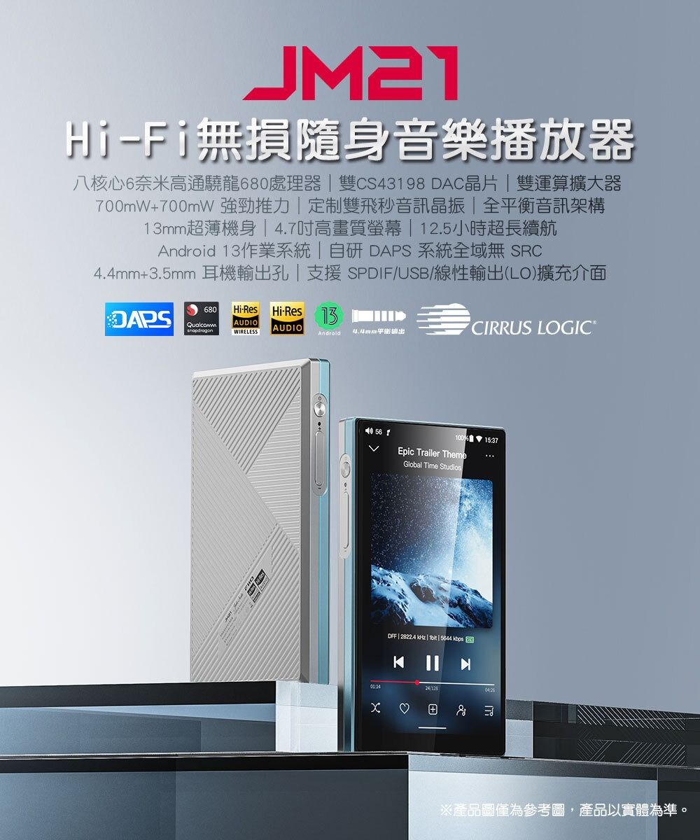 FIIO JM21 Hi-Fi無損隨身音樂播放器-天空藍