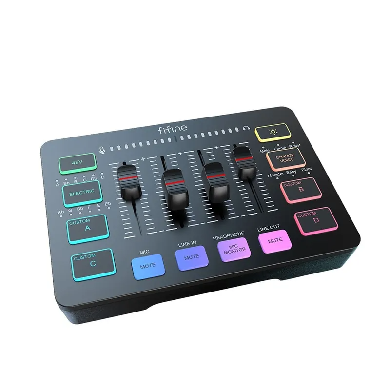 FIFINE SC3 RGB音訊混音器USB直播聲卡