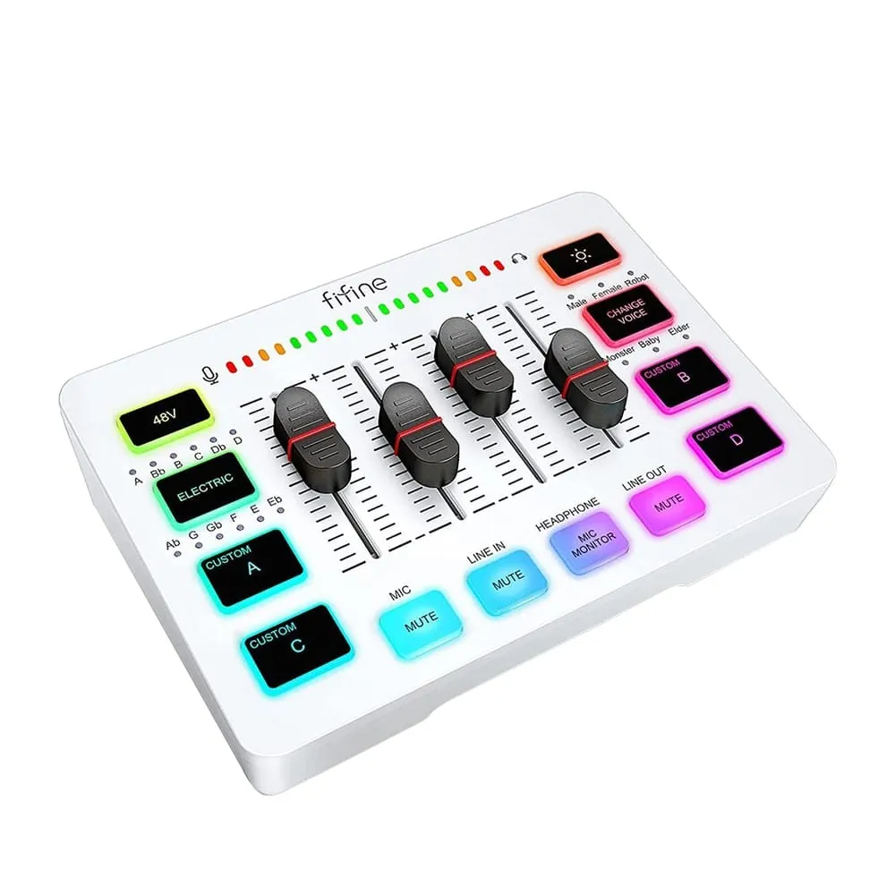 FIFINE SC3 RGB音訊混音器USB直播聲卡