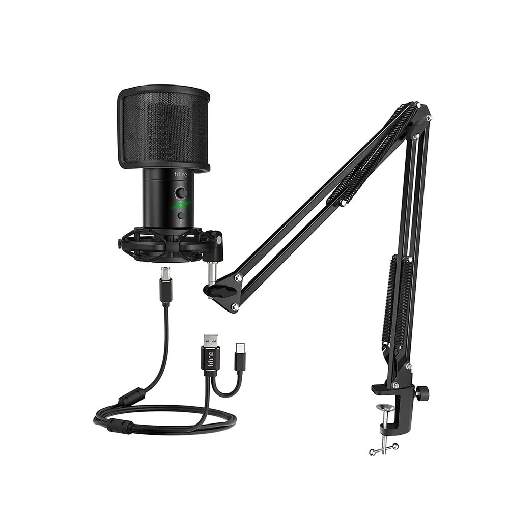 FIFINE T683 USB心型指向麥克風(桌夾懸臂式)