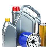 Motor oil containers and car oil filters.