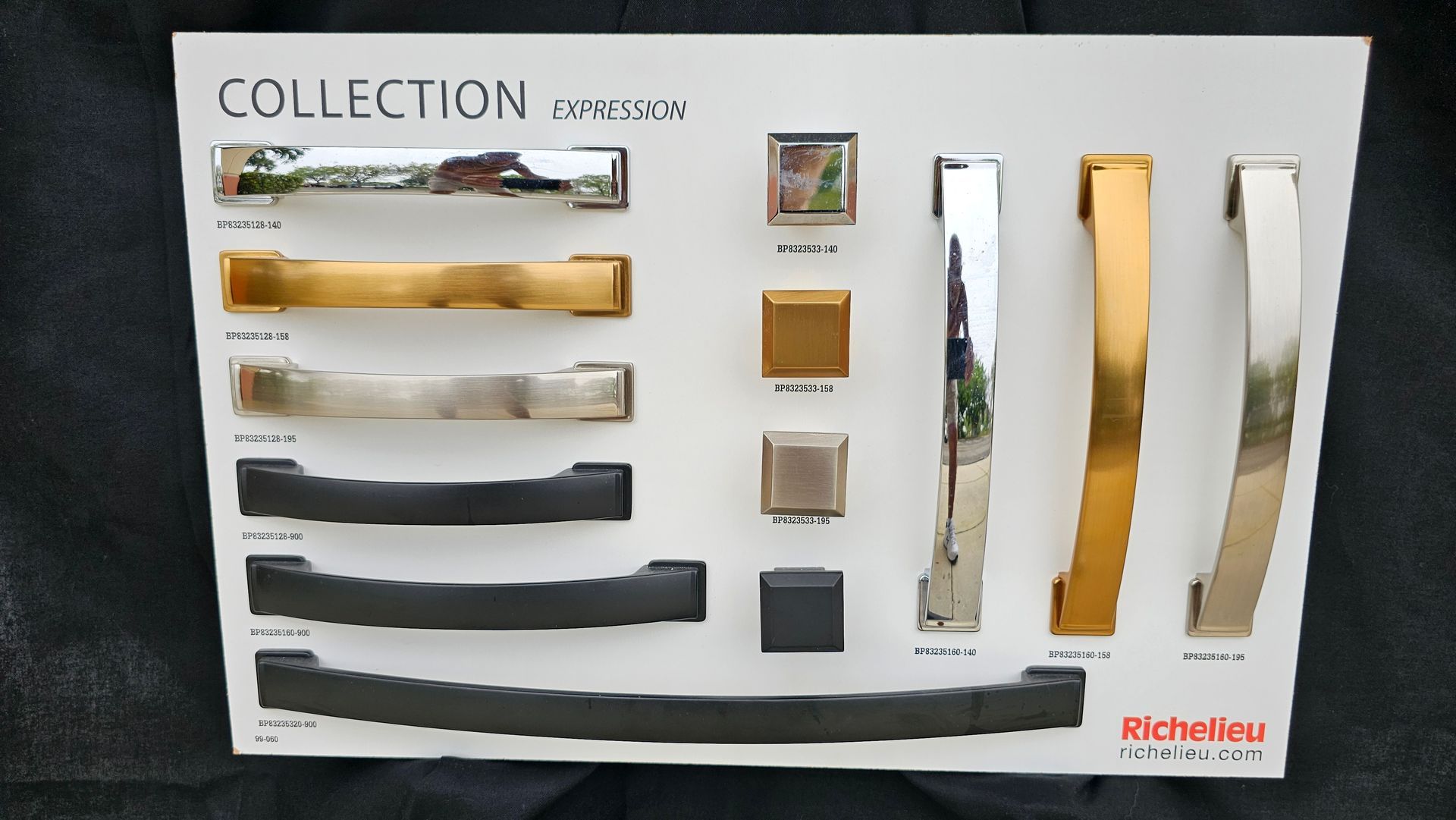 A collection of different types of handles on a white board