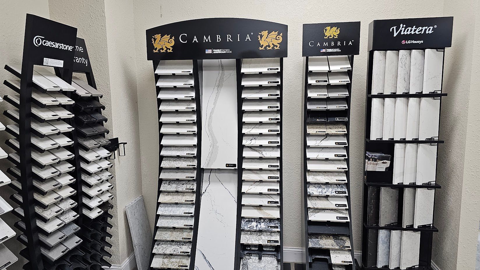 A display of different types of tiles in a store