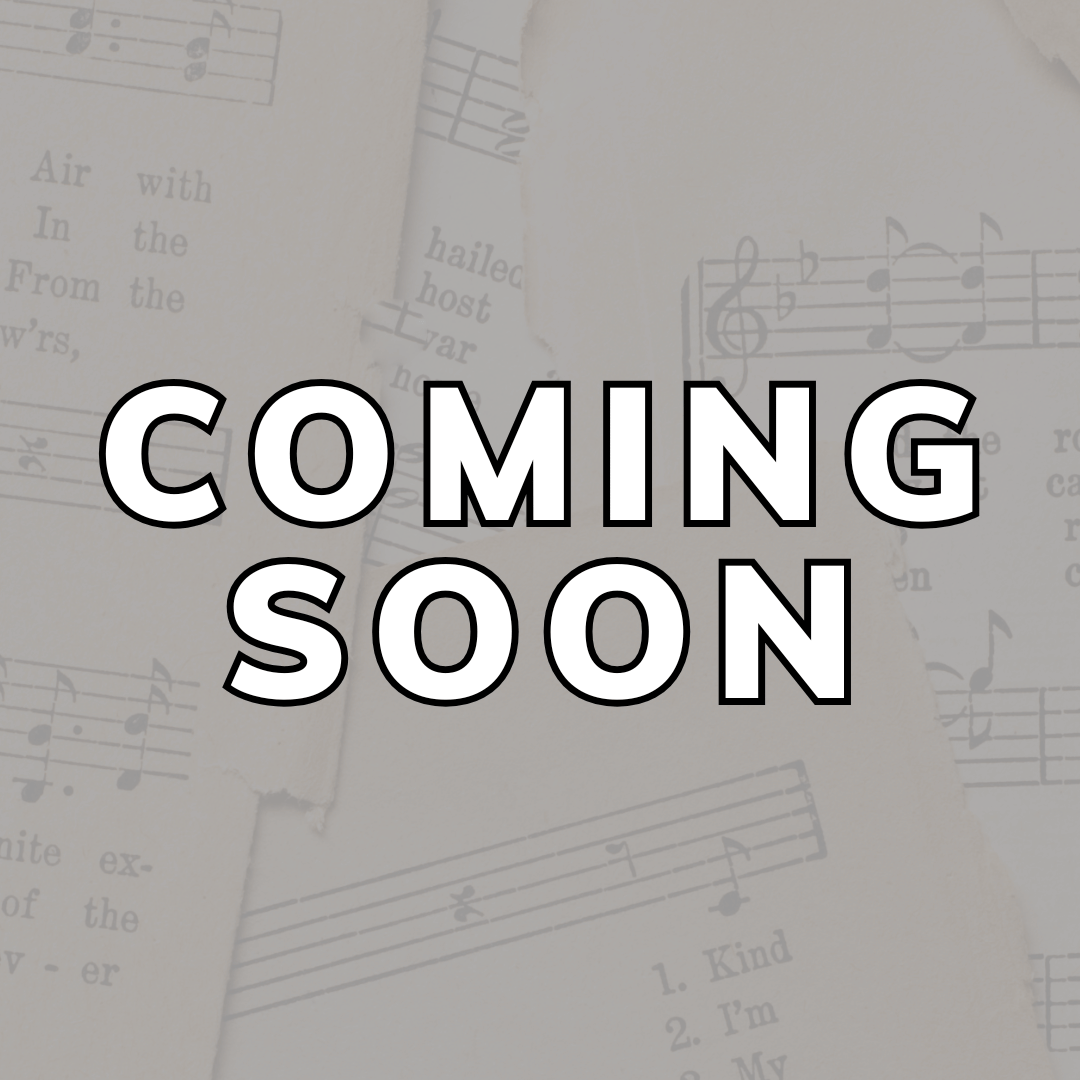 The word coming soon is on a sheet of music