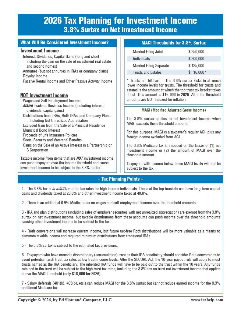Tax planning guide for investment income, 2026, including definitions and planning points.