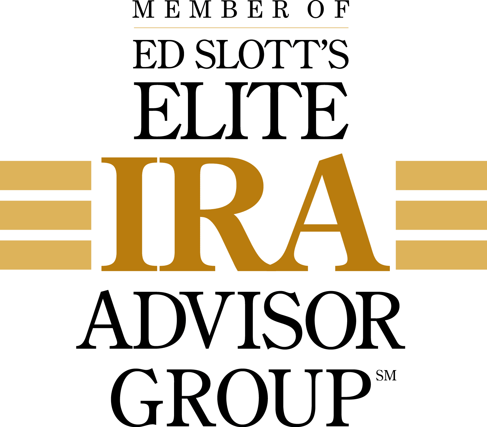 Logo for Ed Slott's Elite IRA Advisor Group, gold and black text.