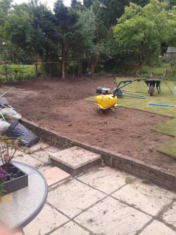 garden area being cleaned