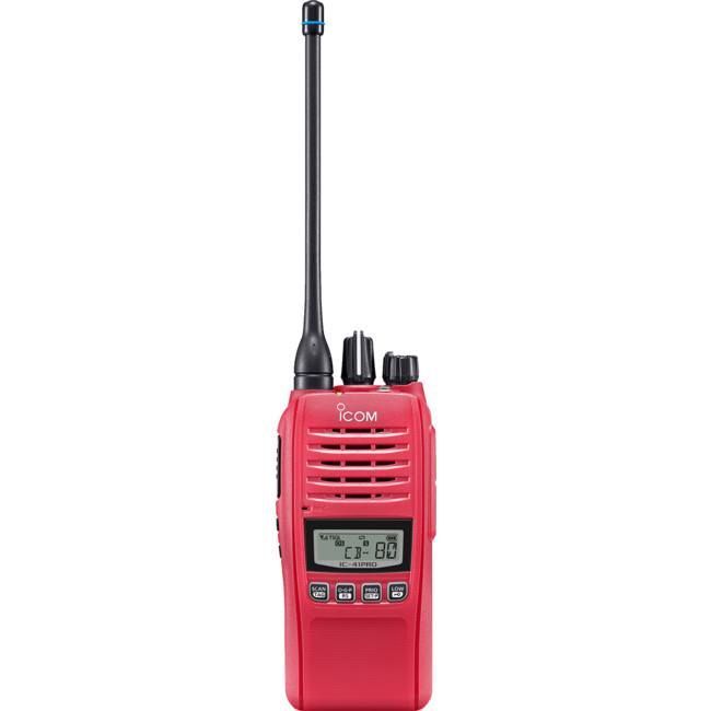 A Red Walkie Talkie With A Long Antenna On A White Background — Capricorn Communications in Kawana, QLD