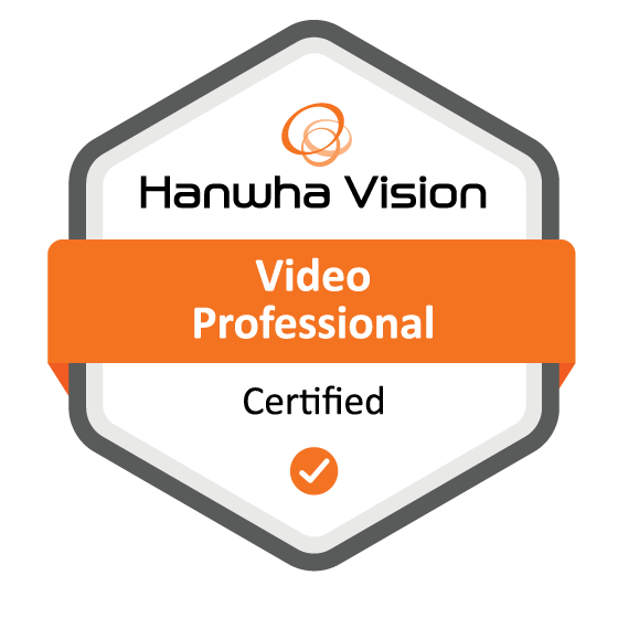 A hanwha vision video professional certified badge