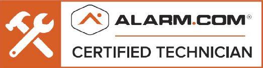The logo for alarm.com is a certified technician