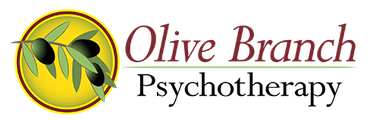 Olive Branch Psychotherapy LLC Logo for Olive Branch Psychotherapy, with olive branch graphic and text in maroon.