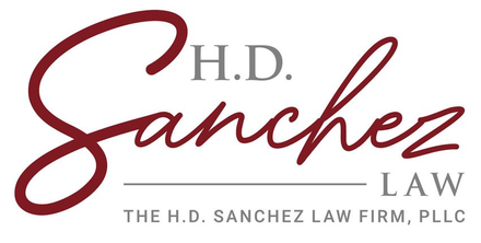 Logo: Maroon script "Sanchez" with gray "H.D." above, and "LAW" below in gray. "THE H.D. SANCHEZ LAW FIRM, PLLC" below.