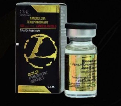 Un vial y una caja de fenilpropionato de nandrolona, ​​esteroide inyectable de la marca Landerlan.