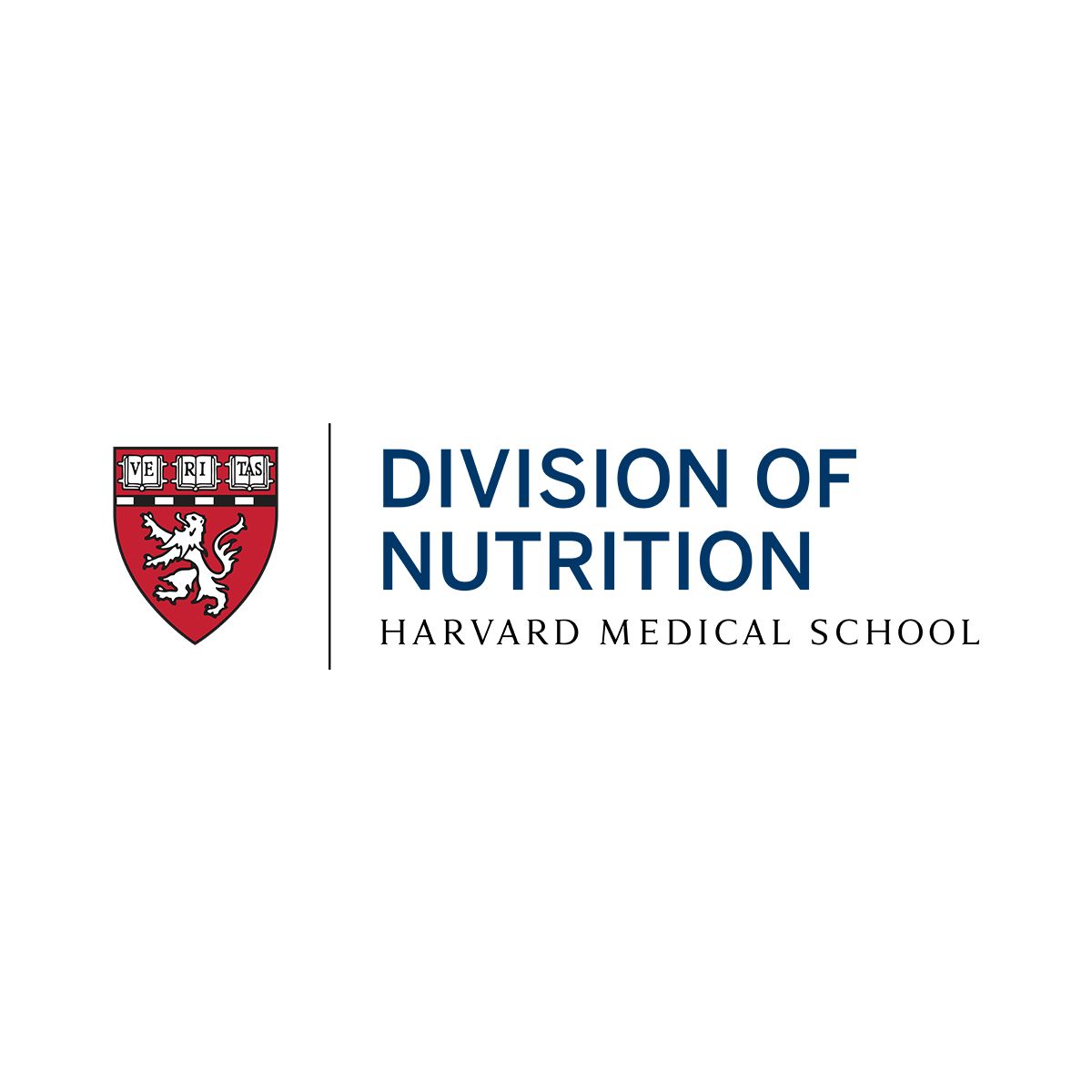 Logo for Harvard Medical School's Division of Nutrition, featuring the Harvard shield and text on a white background.