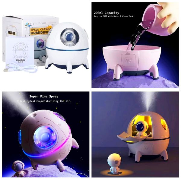 Un collage de cuatro imágenes de diferentes tipos de humidificadores ultrasónicos.