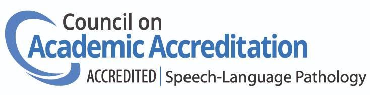 The logo for the council on academic accreditation accredited speech language pathology