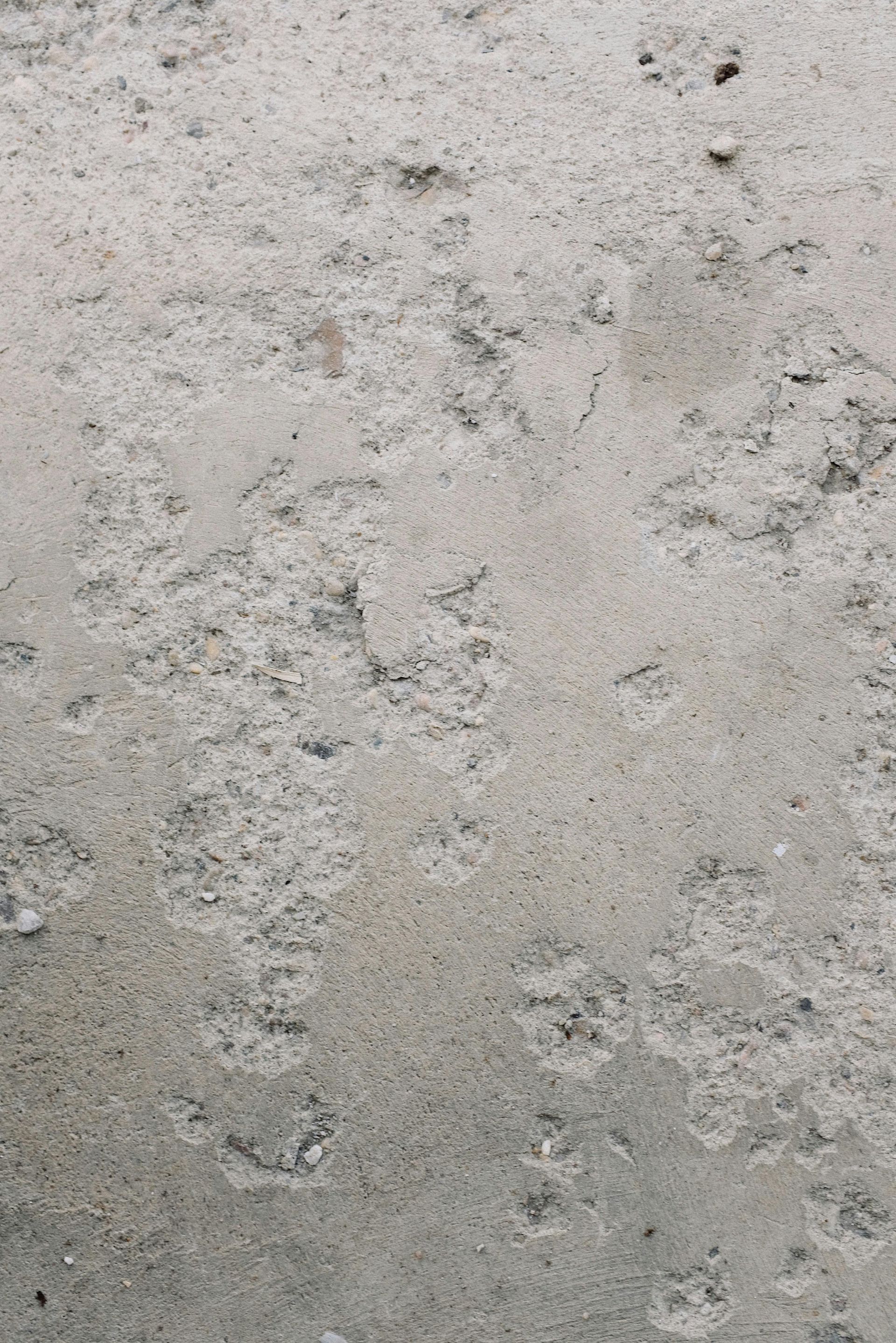 Gray, textured concrete surface with various imperfections and small holes.
