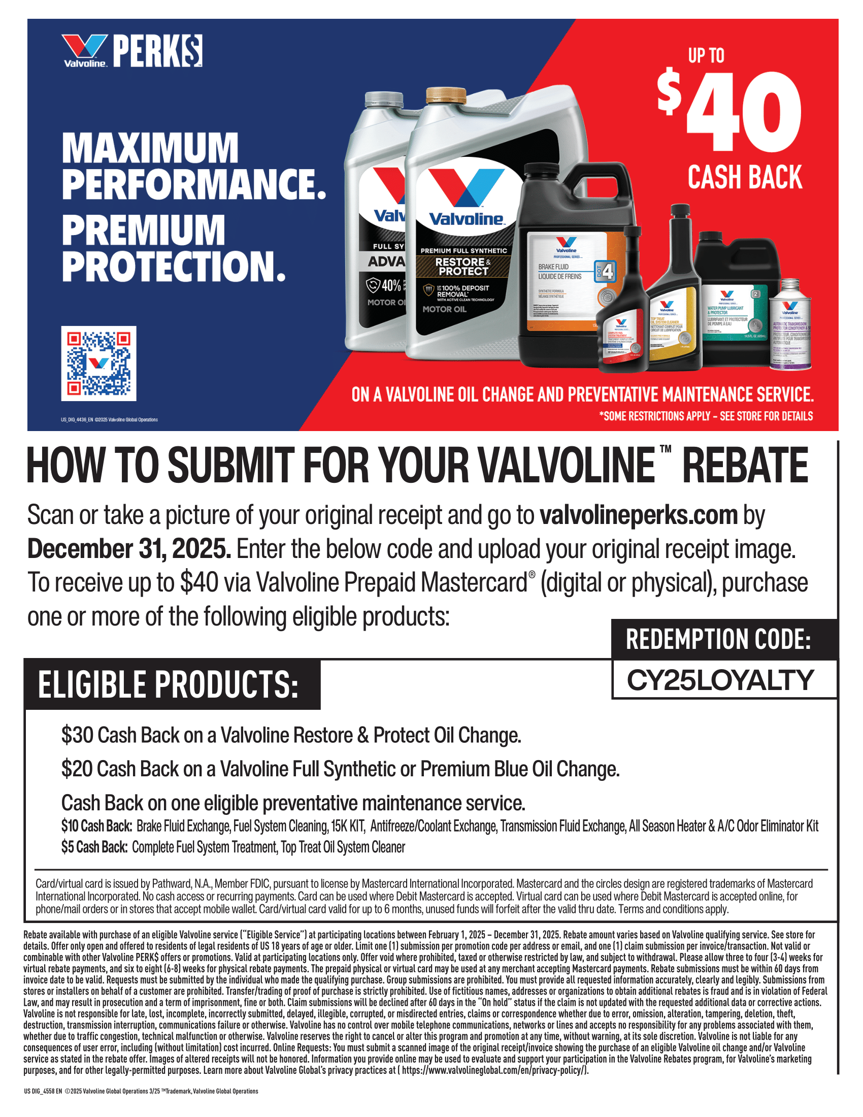 Valvoline Rebate Info | Dunn Tire