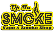 The logo for up in smoke vape and smoke shop