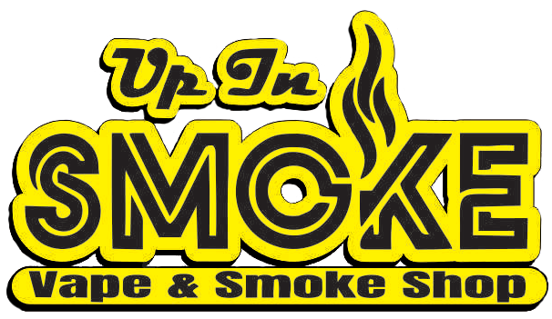 The logo for up in smoke vape and smoke shop