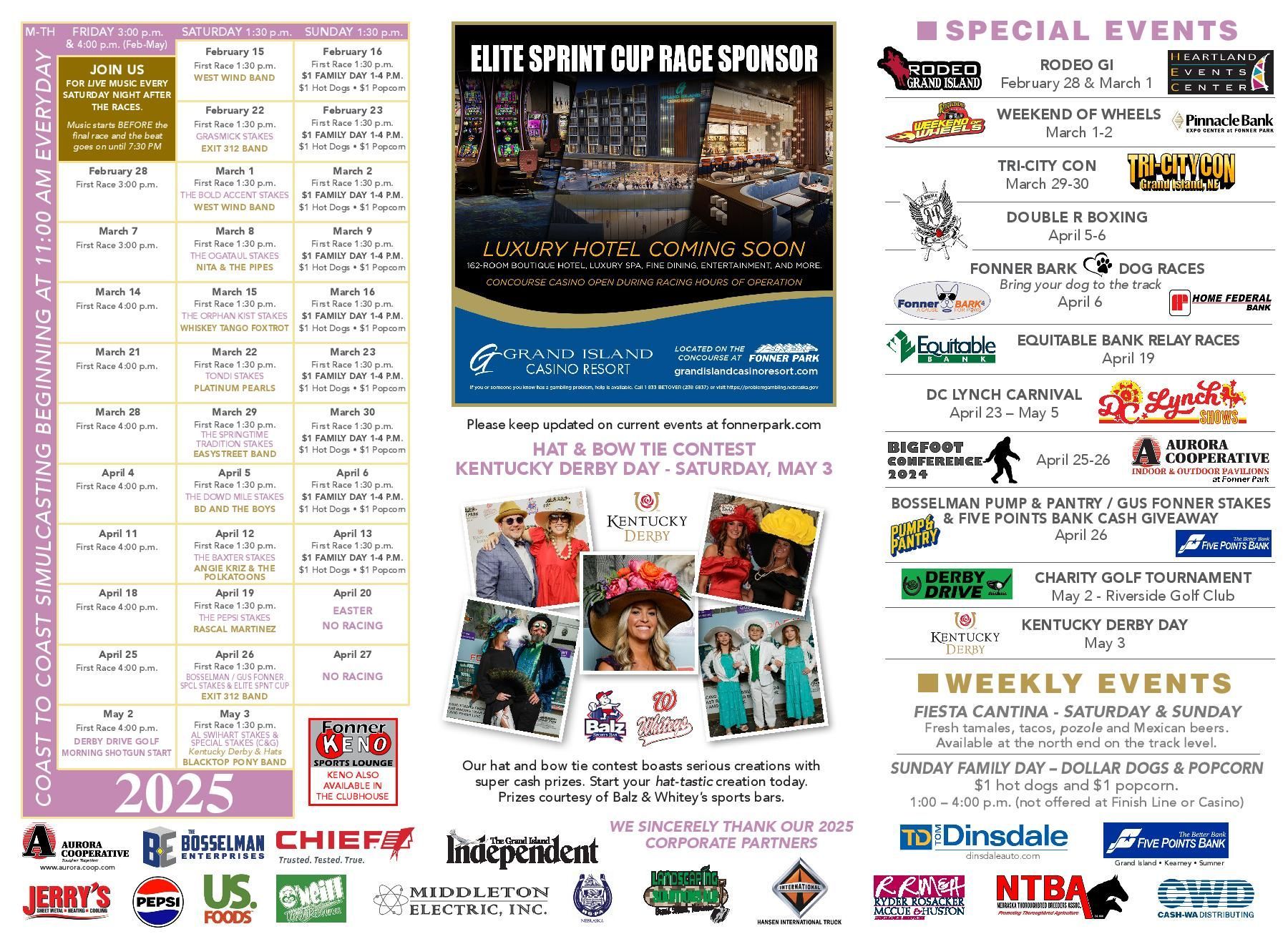 A calendar for the year 2025 with a lot of advertisements on it