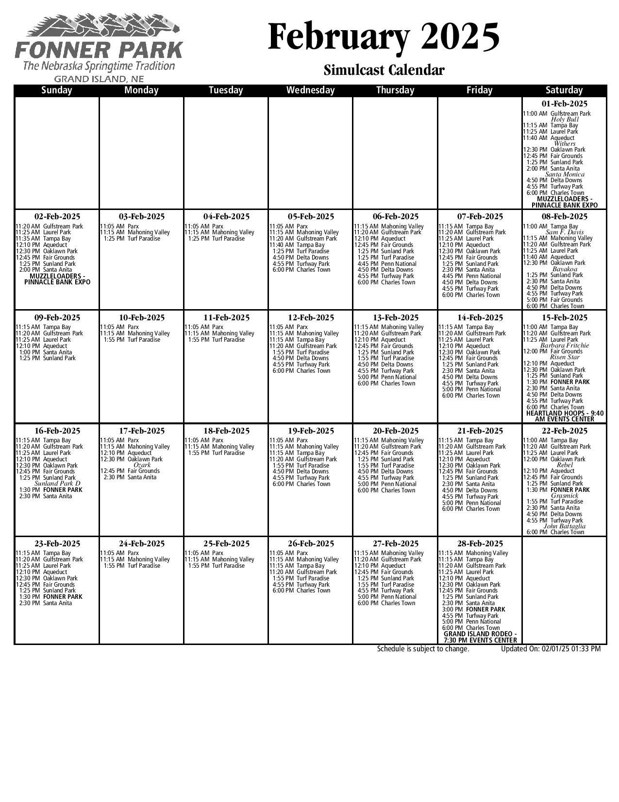 A black and white calendar for the month of february 2025.