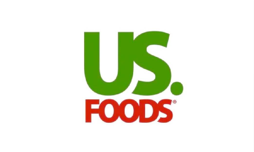 A green and red logo for us foods