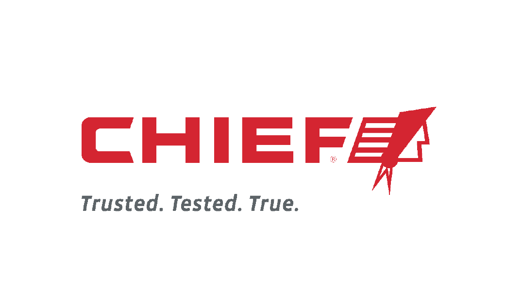 The chiefs logo is red and white and says trusted tested true.