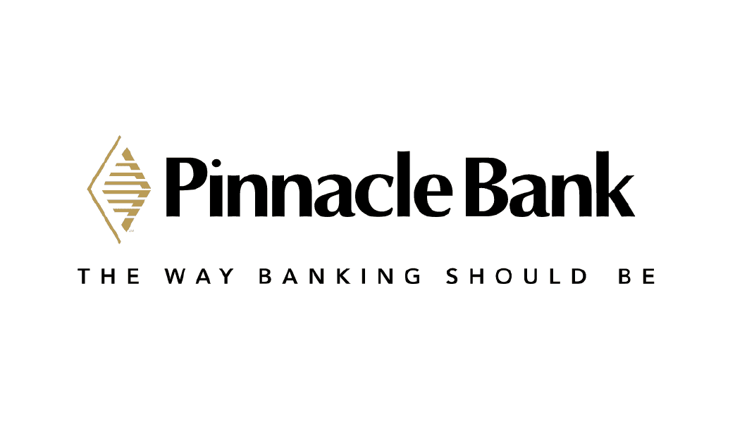 The pinnacle bank logo is black and gold and says `` the way banking should be ''.