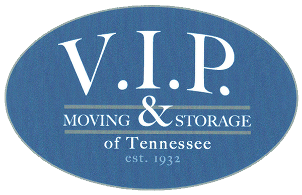 A logo for vip moving and storage of tennessee