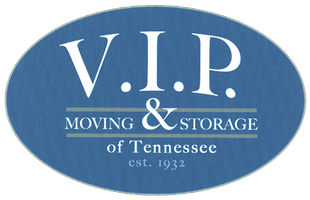 A logo for vip moving and storage of tennessee