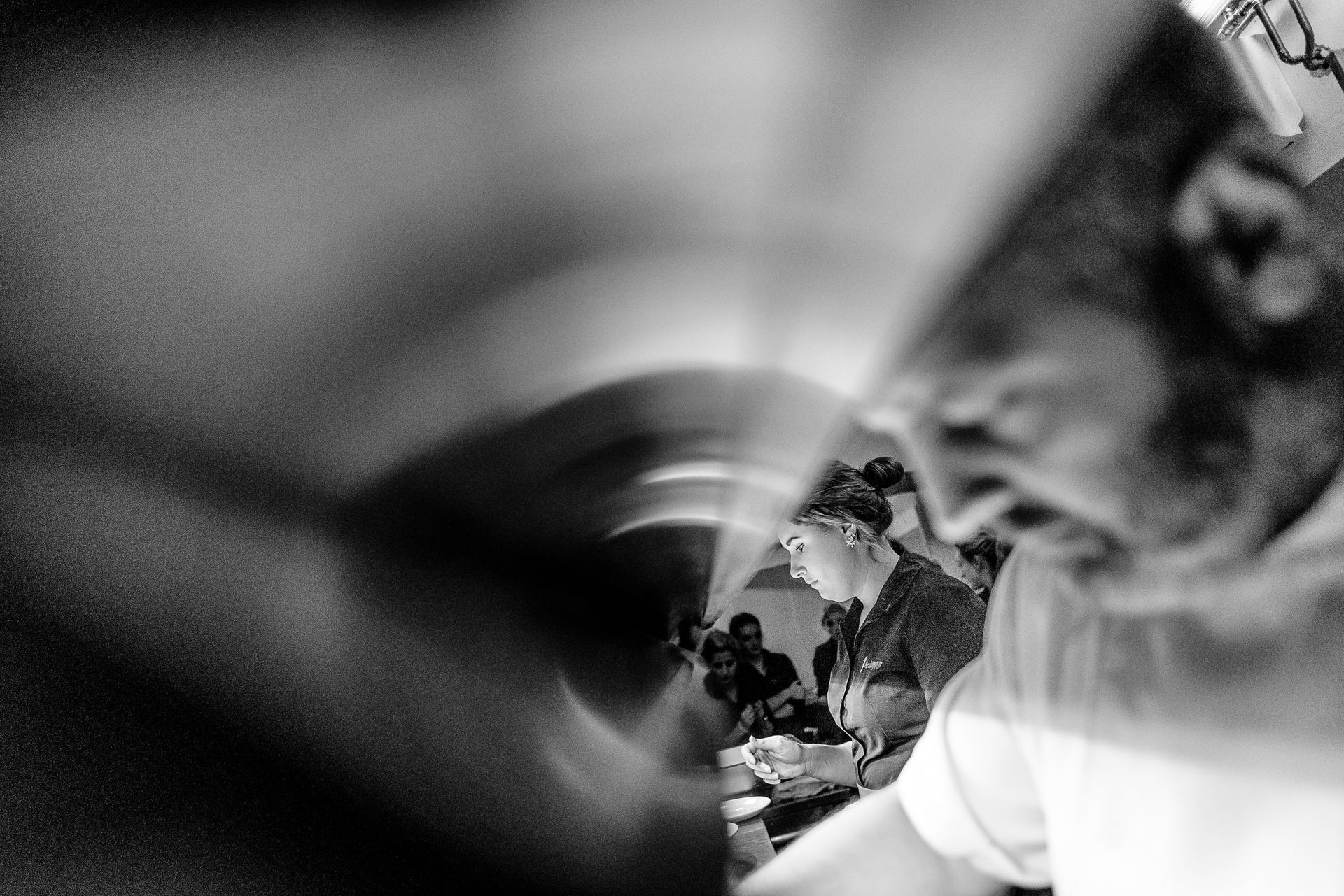 Work at out CPU Inverness, Highlands A black and white photo of a group of people sitting at a table.