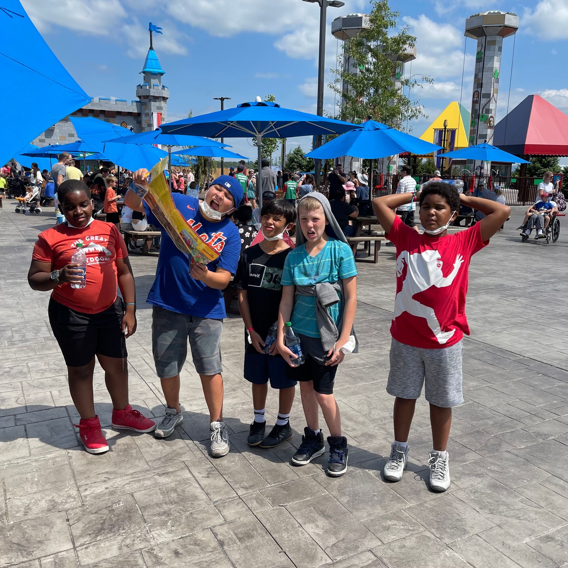 small group of kids at lego land