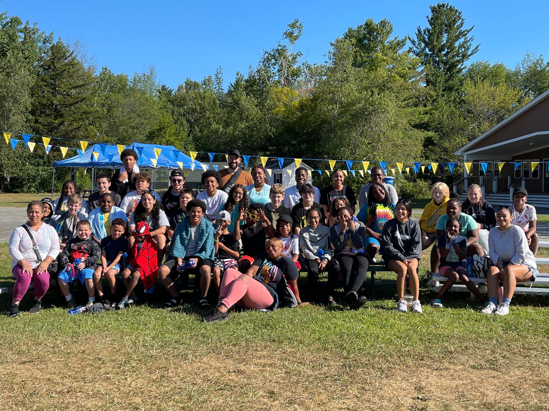 camp group photo on the lawn