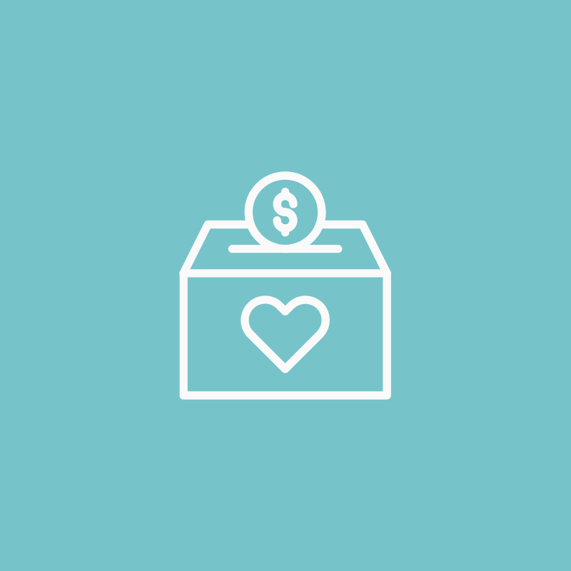 donation icon of a coin being dropped in to a box