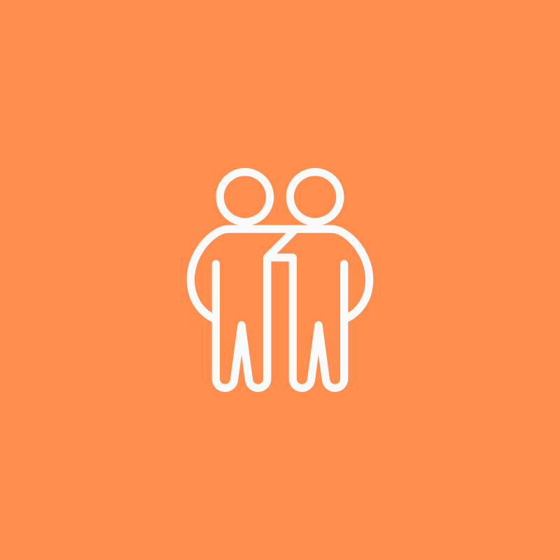 partnership icon of two people standing together with arms around shoulders