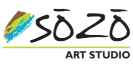 A colorful logo for sozo art studio