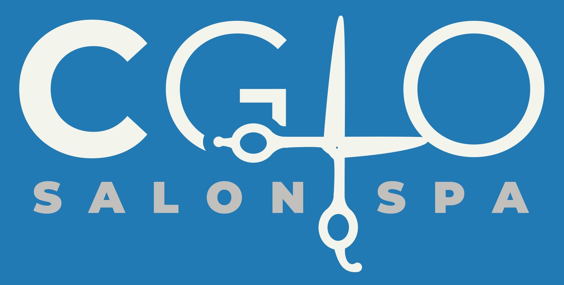 A blue and white logo for a salon spa