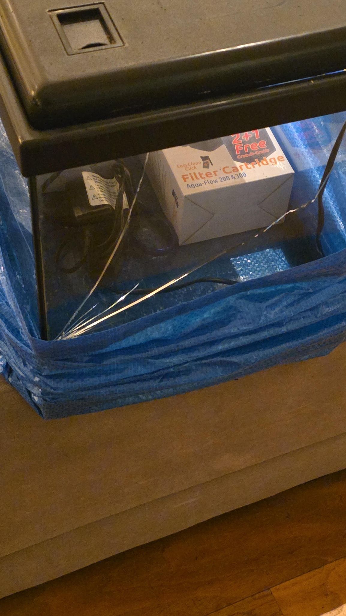 Aquarium gebroken tijdens transport