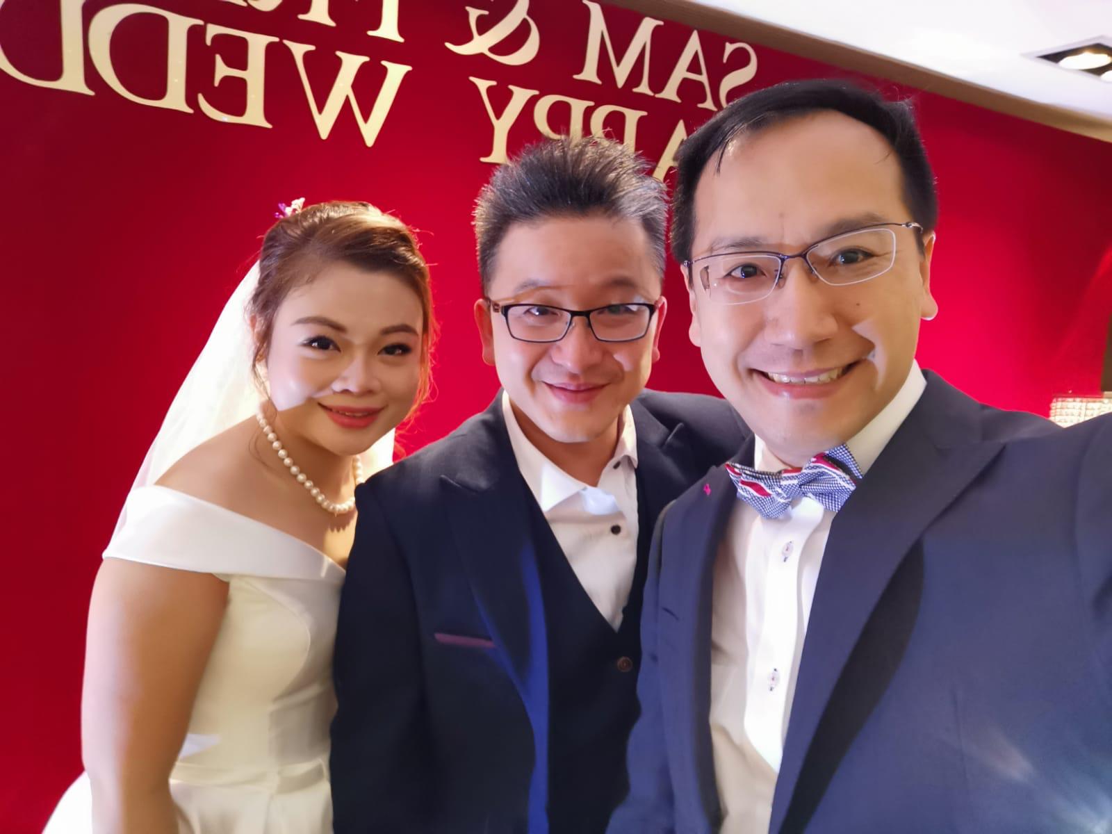 civil celebrant of marriages pierre sun and newly-wedded couple