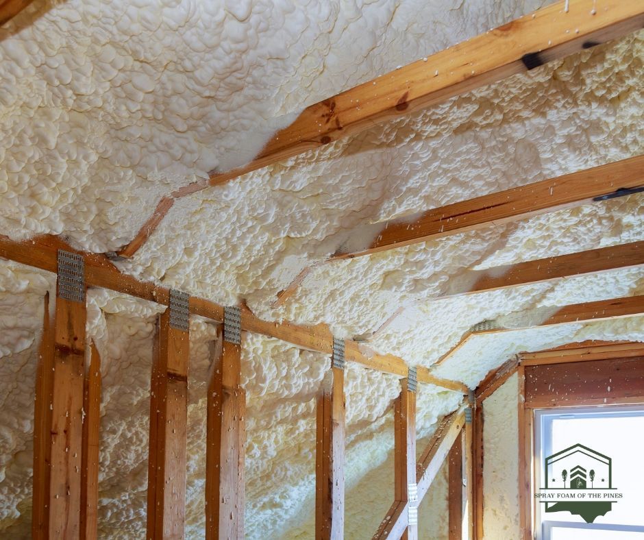 There is a lot of foam on the ceiling of a house.