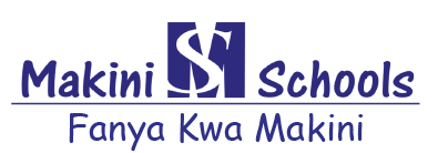 A blue and white logo for makini schools