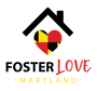 Foster love maryland logo with a heart in the middle