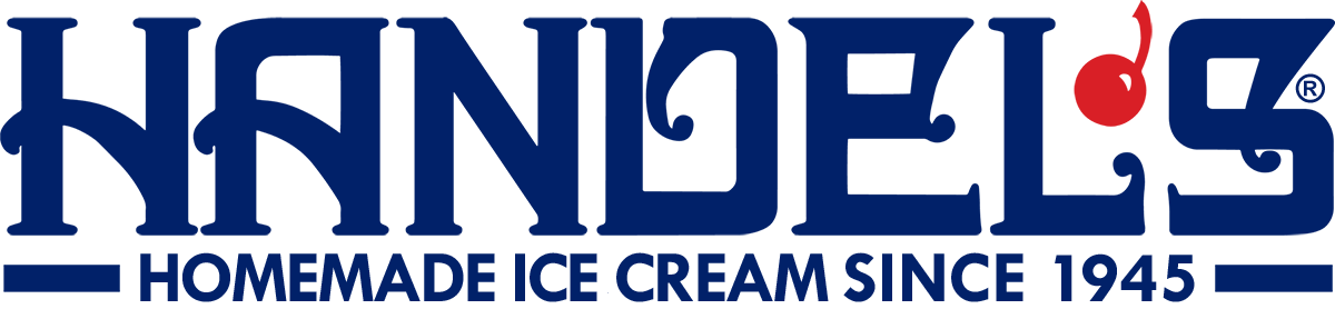 Handel's Homemade Ice Cream logo in dark blue with a red cherry on the letter "L." It reads, "Homemade Ice Cream Since 1945."