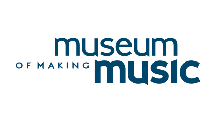 Logo for Museum of Making Music, dark teal text on white background.