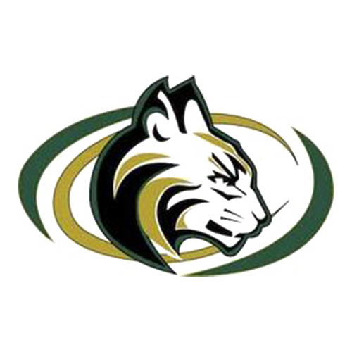 Bobcat head logo with green, gold, and black accents in a curved, oval design.